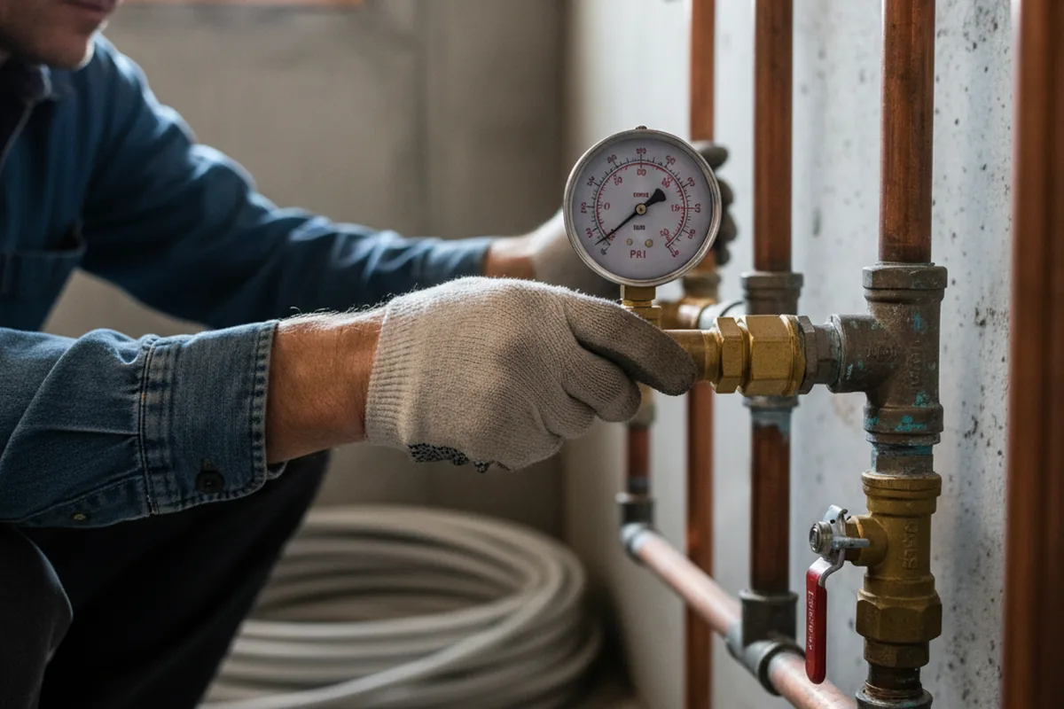 Pressure testing a repaired line during Water Line Repair in Falfurrias